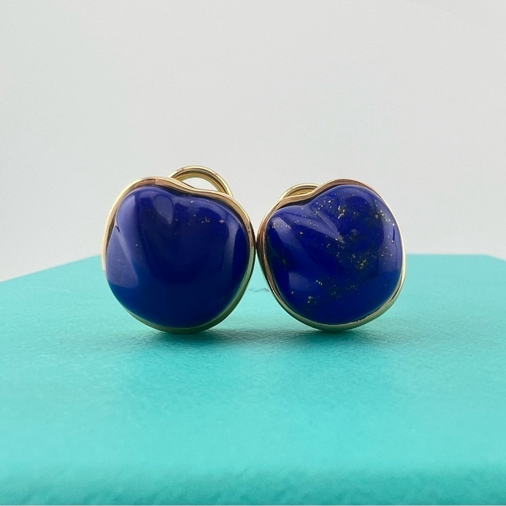 Vintage Tiffany & Co. Elsa Peretti 18k Lapis Lazuli Nugget Clip Earrings 💙💙